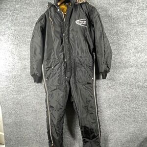 Vintage Arctic Cat Snowmobile Suit Womens Medium‎ Black Leopard Hood Insulated